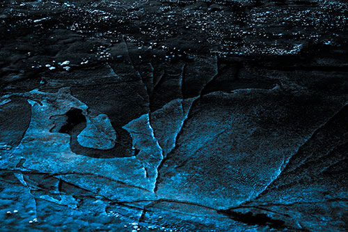 Bubble Cracking River Ice (Blue Tone Photo)
