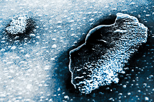 Bubble Head Face Peeking Through Ice (Blue Tone Photo)