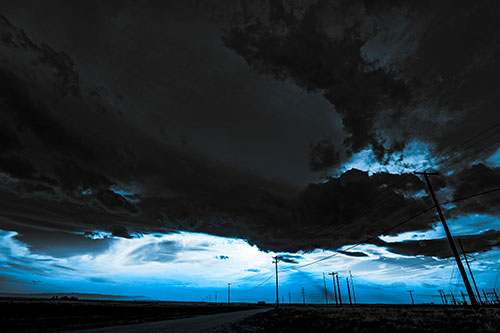 Dark Cloud Powerline Sunset (Blue Tone Photo)