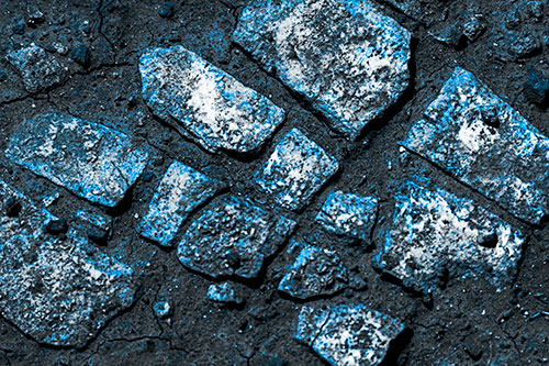 Dirt Covered Stepping Stones (Blue Tone Photo)