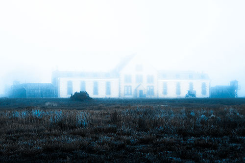Fog Engulfs Historic State Penitentiary (Blue Tone Photo)