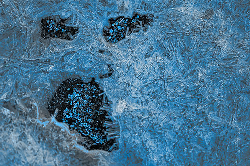 Frozen Ice Screaming Pebble Soil Face (Blue Tone Photo)