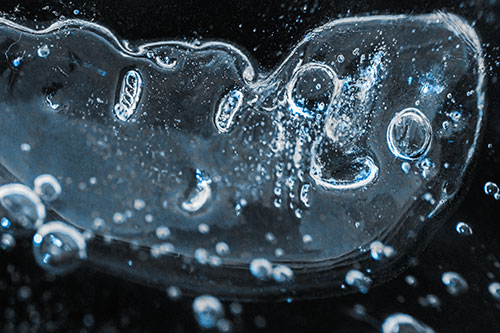 Happy Bubble Faced Blob Frozen Among River (Blue Tone)