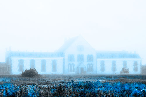 Heavy Fog Consumes State Penitentiary (Blue Tone Photo)