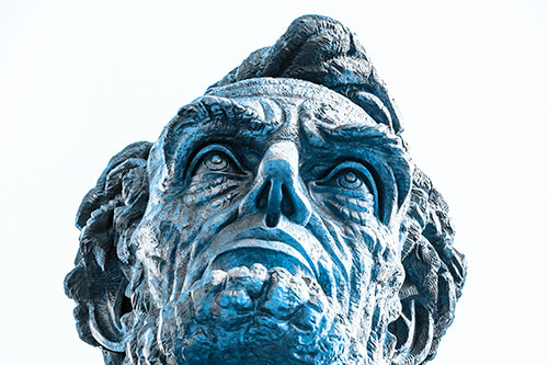Looking Upwards At The Presidents Statue Head (Blue Tone Photo)