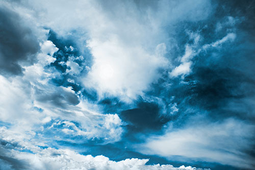Ocean Sea Swirling Clouds (Blue Tone Photo)