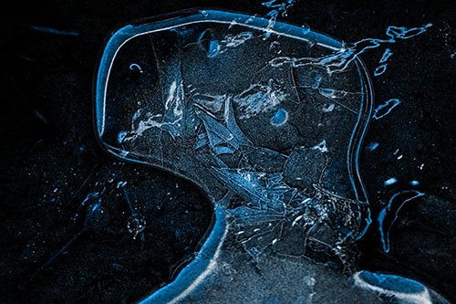 Shattering Ice Head Cracking Smile Along Shore (Blue Tone)