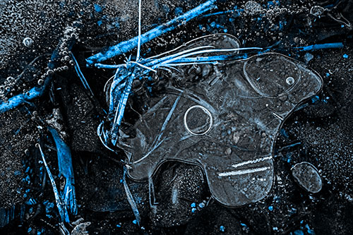 Wide Eyed Bubble Ice Face Looking Downward (Blue Tone)