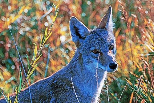 Bashful Coyote Spots Human