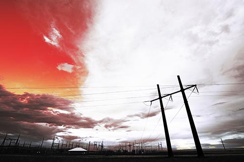 Cloud Clash Sunset Beyond Electrical Substation