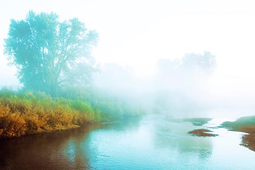 Dense Fog Blankets Distant River Bend