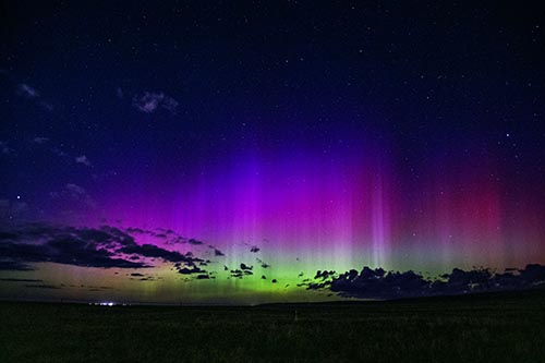 Northern Aurora Borealis Lights Up Night Sky
