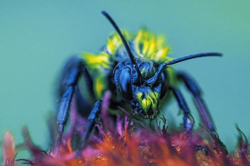 Soaking Wet Honey Bee Standing Atop Blanket Flower