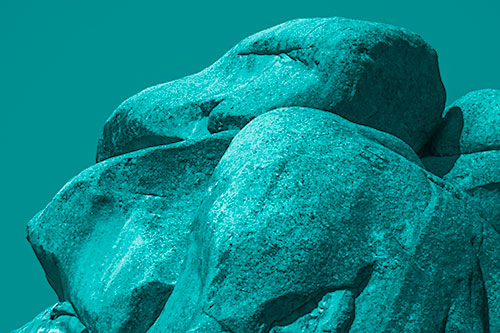 Ancient Rock Face Formation (Cyan Shade Photo)