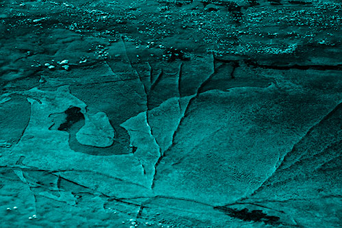 Bubble Cracking River Ice (Cyan Shade Photo)