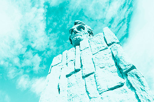 Cloud Mass Above Presidential Statue (Cyan Shade Photo)