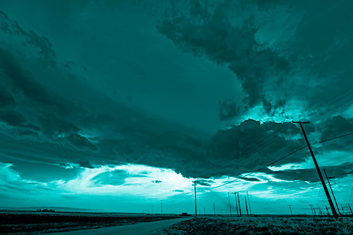 Dark Cloud Powerline Sunset (Cyan Shade Photo)