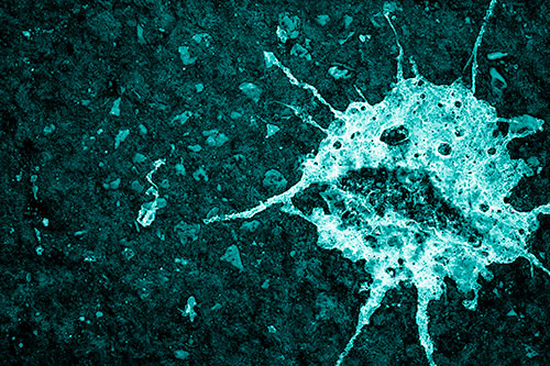 Distressed Bird Excrement Face Splattered Among Pavement (Cyan Shade)