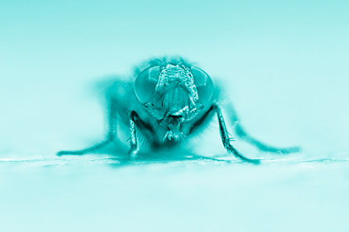 Glistening Cluster Fly Sticking Tongue Out (Cyan Shade)