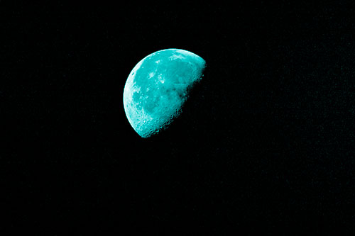 Half Blue Moon During Morning Orbit (Cyan Shade Photo)