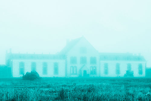 Heavy Fog Consumes State Penitentiary (Cyan Shade Photo)