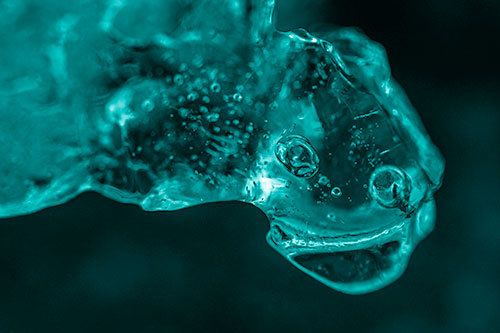 Joyful Frozen Bubble Eyed River Ice Face Creature (Cyan Shade Photo)