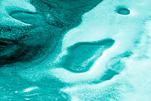 Joyful Ice Face Frozen Atop River (Cyan Shade)