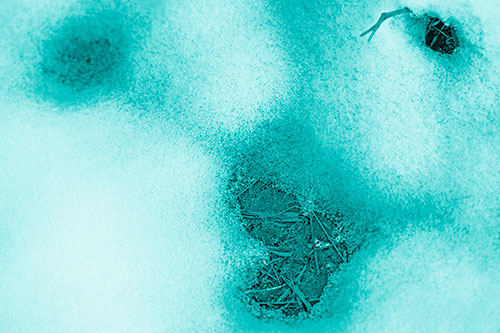 Joyful Soil Face Appears Beneath Melting Snow (Cyan Shade)