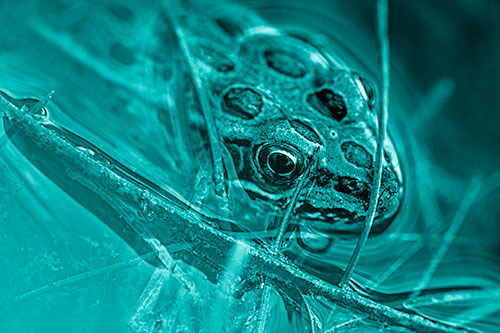 Leopard Frog Keeping Eye Out Above Water (Cyan Shade)