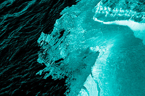 Melting Ice Face Creature Atop River Water (Cyan Shade)