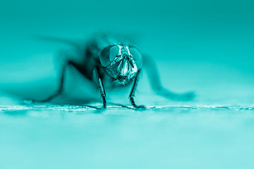 Morbid Open Mouthed Cluster Fly (Cyan Shade Photo)