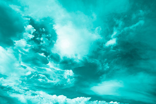 Ocean Sea Swirling Clouds (Cyan Shade Photo)