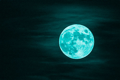 October Full Hunters Moon (Cyan Shade Photo)