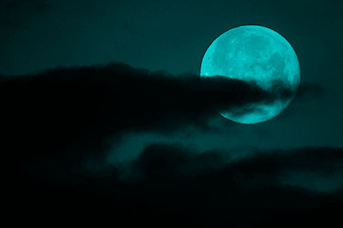 Pac Man Moon Swallows Clouds (Cyan Shade Photo)