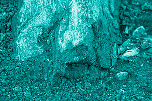 Slime Covered Rock Face Resting Along Shoreline (Cyan Shade Photo)