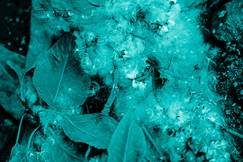 Smiling Cotton Stick Face Among Fallen Leaves (Cyan Shade)