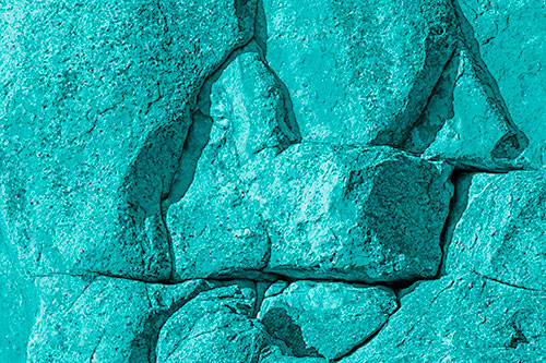 Stone Sphinx Within Rock Formation (Cyan Shade Photo)