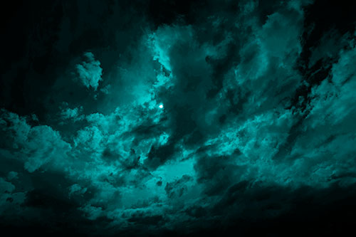 Sun Eyed Open Mouthed Creature Cloud (Cyan Shade Photo)