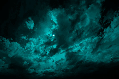 Sun Eyed Open Mouthed Creature Cloud (Cyan Shade)
