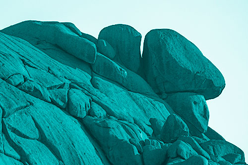 Sunlight Casting Shadows On Mountain Of Rocks (Cyan Shade)