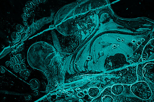 Terrified Screaming Ice Bubble Face Imprisoned Among Sticks (Cyan Shade)