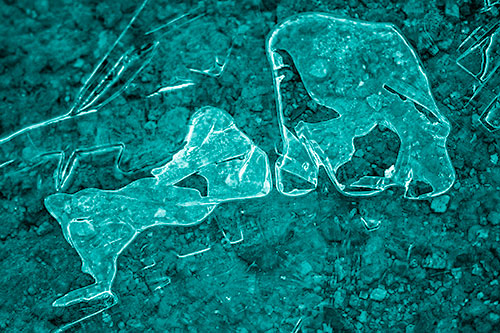 Translucent Frozen Big Eyed Alien Ice Bubble Figure Atop River (Cyan Shade)