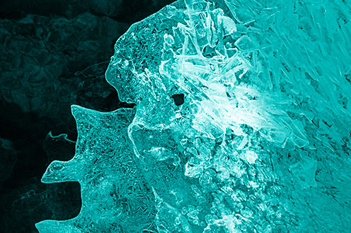 Two Faced Optical Illusion Ice Face Hanging Above River (Cyan Shade)