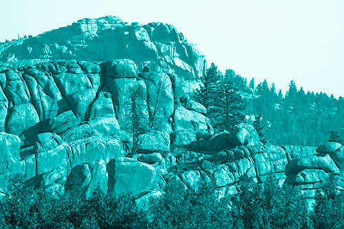 Two Towering Rock Formation Mountains (Cyan Shade Photo)