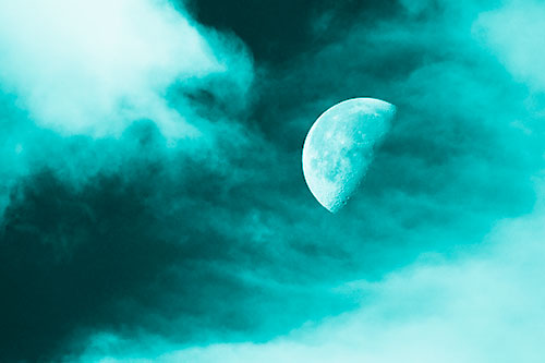 Upside Down Creature Cloud Moon Gazing (Cyan Shade Photo)