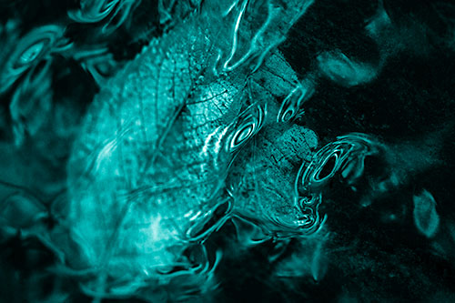 Water Ripple Faced Leaf In Submerged Trance (Cyan Shade)
