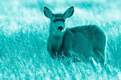 White Tailed Deer Leg Deep Among Grass (Cyan Shade Photo)