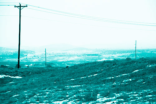 Winter Snowstorm Approaching Powerlines (Cyan Shade Photo)