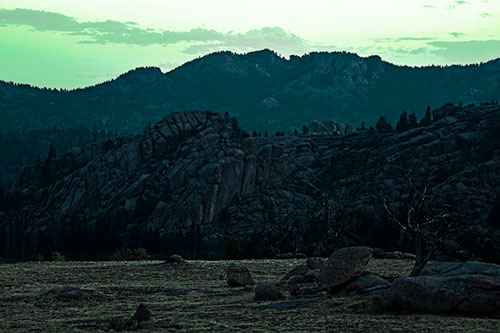 Arching Mountain Double Sunrise (Cyan Tint Photo)
