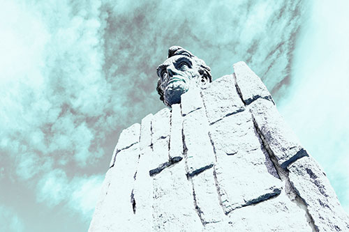 Cloud Mass Above Presidential Statue (Cyan Tint Photo)